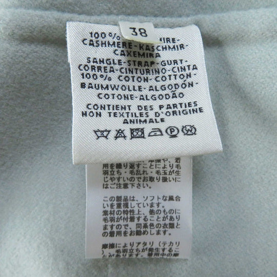 HERMES coat Outer: 100% cashmere, Part: 100% cotton Light blue Women 38 Used Authentic
