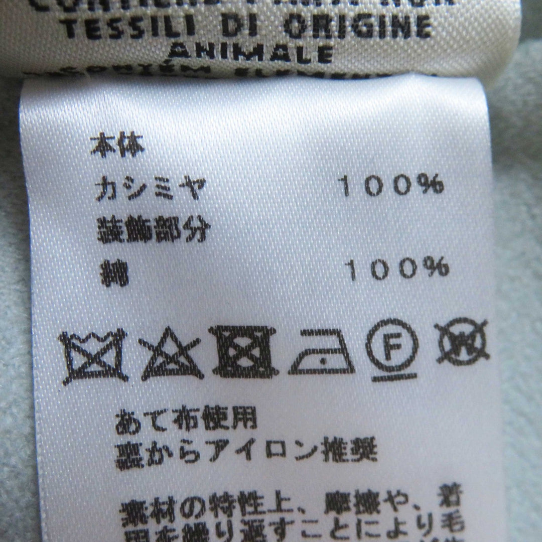 HERMES coat Outer: 100% cashmere, Part: 100% cotton Light blue Women 38 Used Authentic