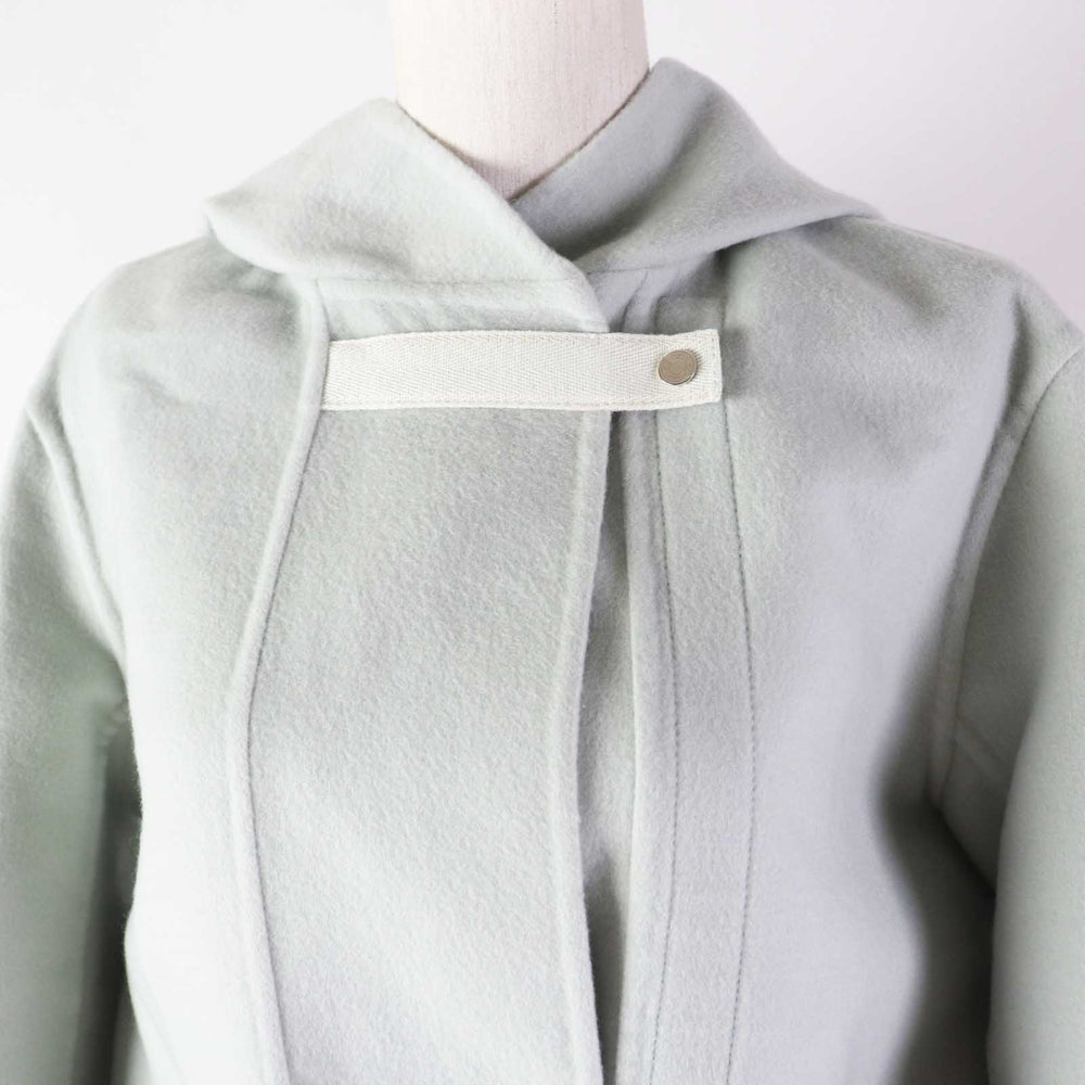 HERMES coat Outer: 100% cashmere, Part: 100% cotton Light blue Women 38 Used Authentic