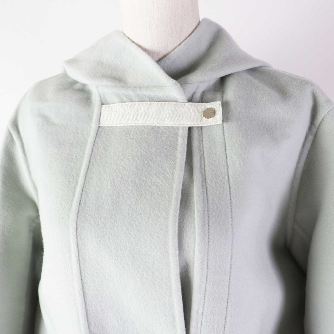 HERMES coat Outer: 100% cashmere, Part: 100% cotton Light blue Women 38 Used Authentic