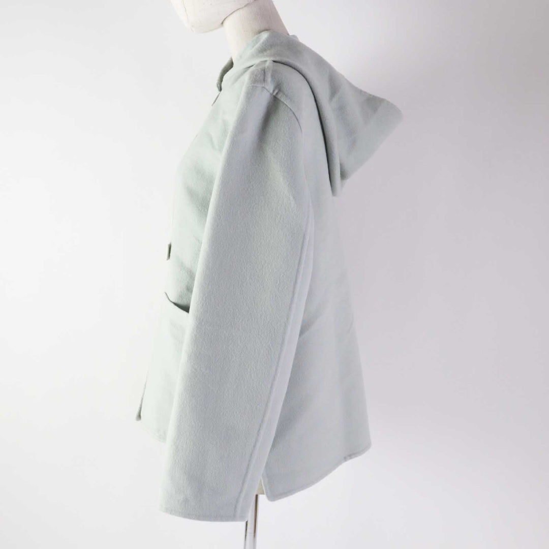 HERMES coat Outer: 100% cashmere, Part: 100% cotton Light blue Women 38 Used Authentic