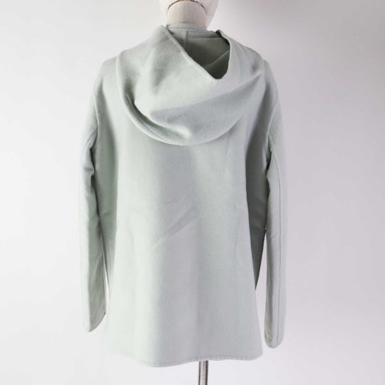 HERMES coat Outer: 100% cashmere, Part: 100% cotton Light blue Women 38 Used Authentic