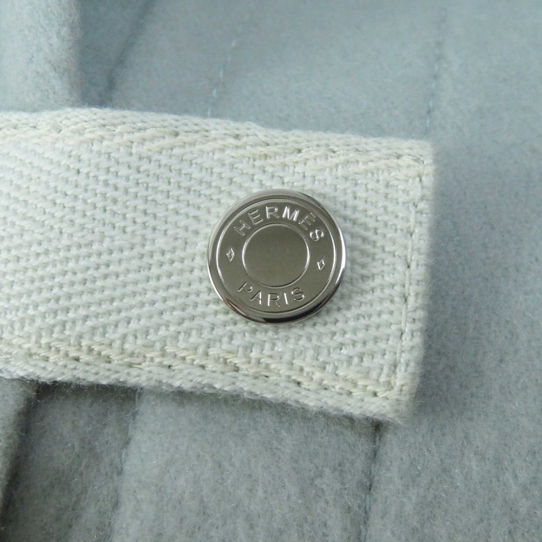 HERMES coat Outer: 100% cashmere, Part: 100% cotton Light blue Women 38 Used Authentic