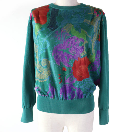 LEONARD FASHION knit Main: 60% wool, Main: 40% silk, Part: 100% wool green Women M Used Authentic
