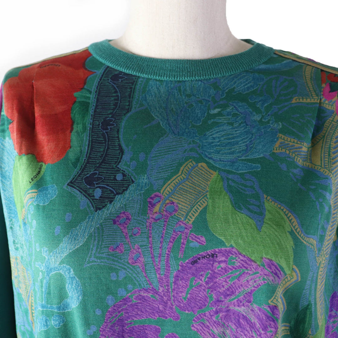 LEONARD FASHION knit Main: 60% wool, Main: 40% silk, Part: 100% wool green Women M Used Authentic