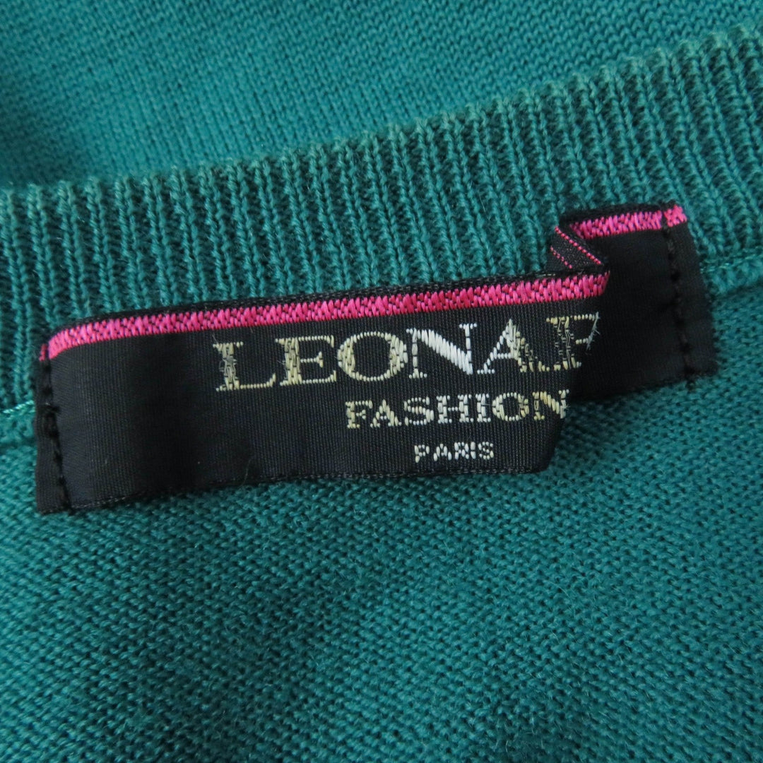 LEONARD FASHION knit Main: 60% wool, Main: 40% silk, Part: 100% wool green Women M Used Authentic