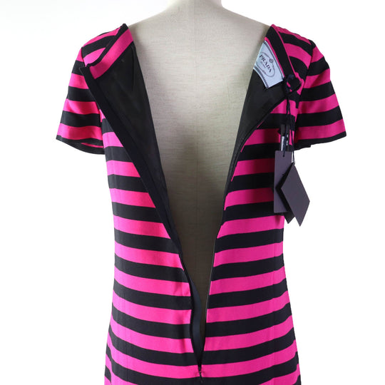 PRADA one piece Main: 100% rayon, Lining: 60% cupra, Lining: 40% silk Pink black Women 38 Used Authentic