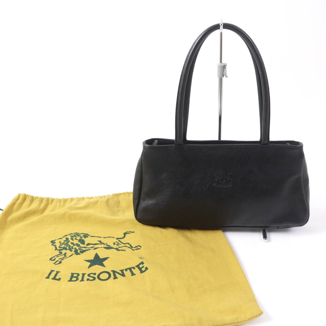 IL BISONTE Handbag leather black Women Used Authentic