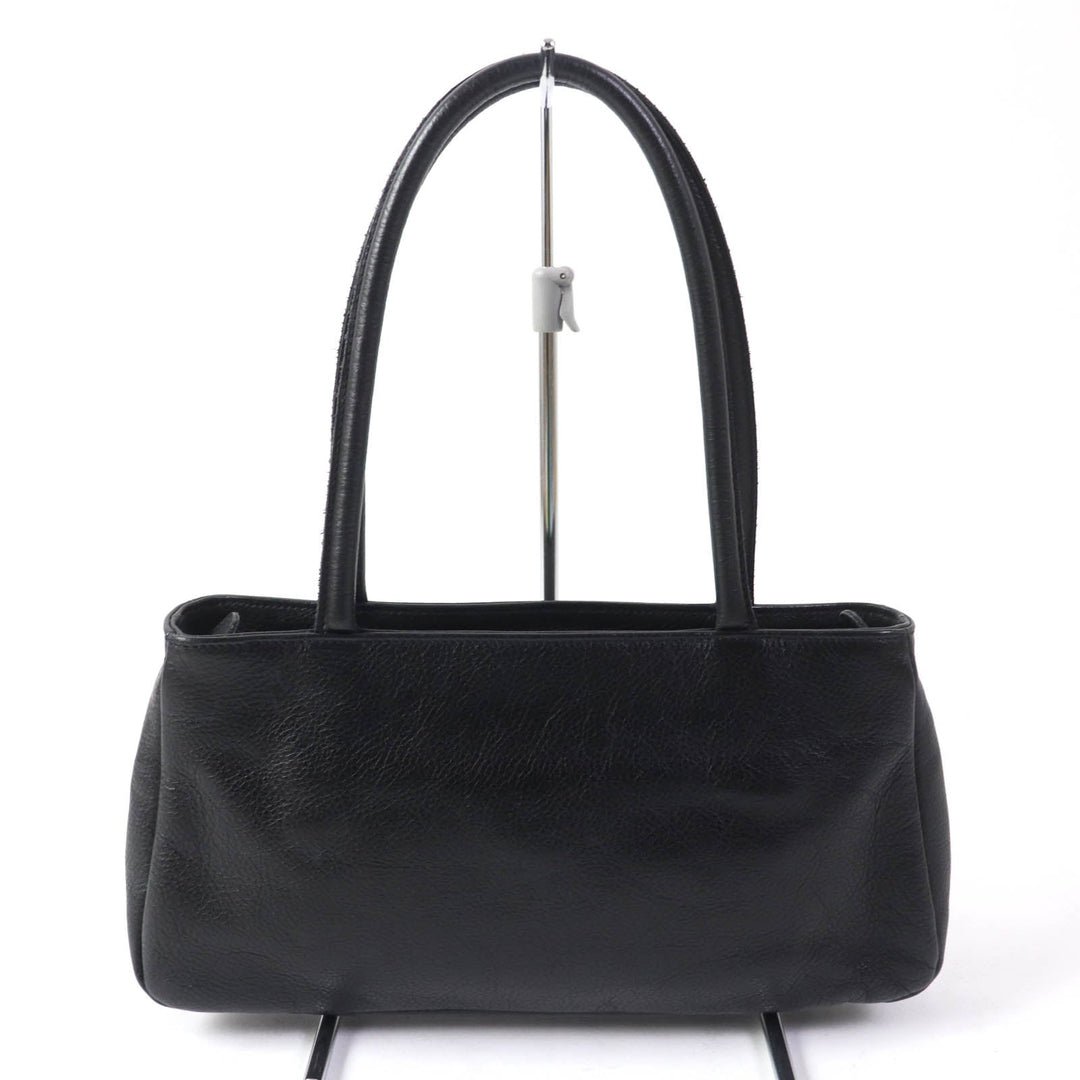IL BISONTE Handbag leather black Women Used Authentic