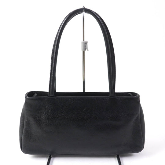 IL BISONTE Handbag leather black Women Used Authentic