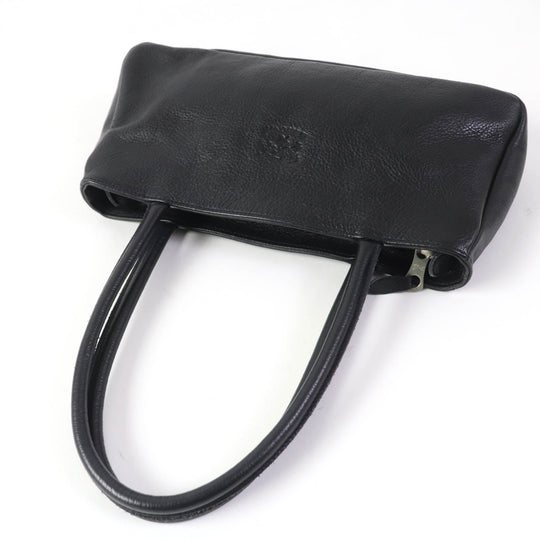IL BISONTE Handbag leather black Women Used Authentic