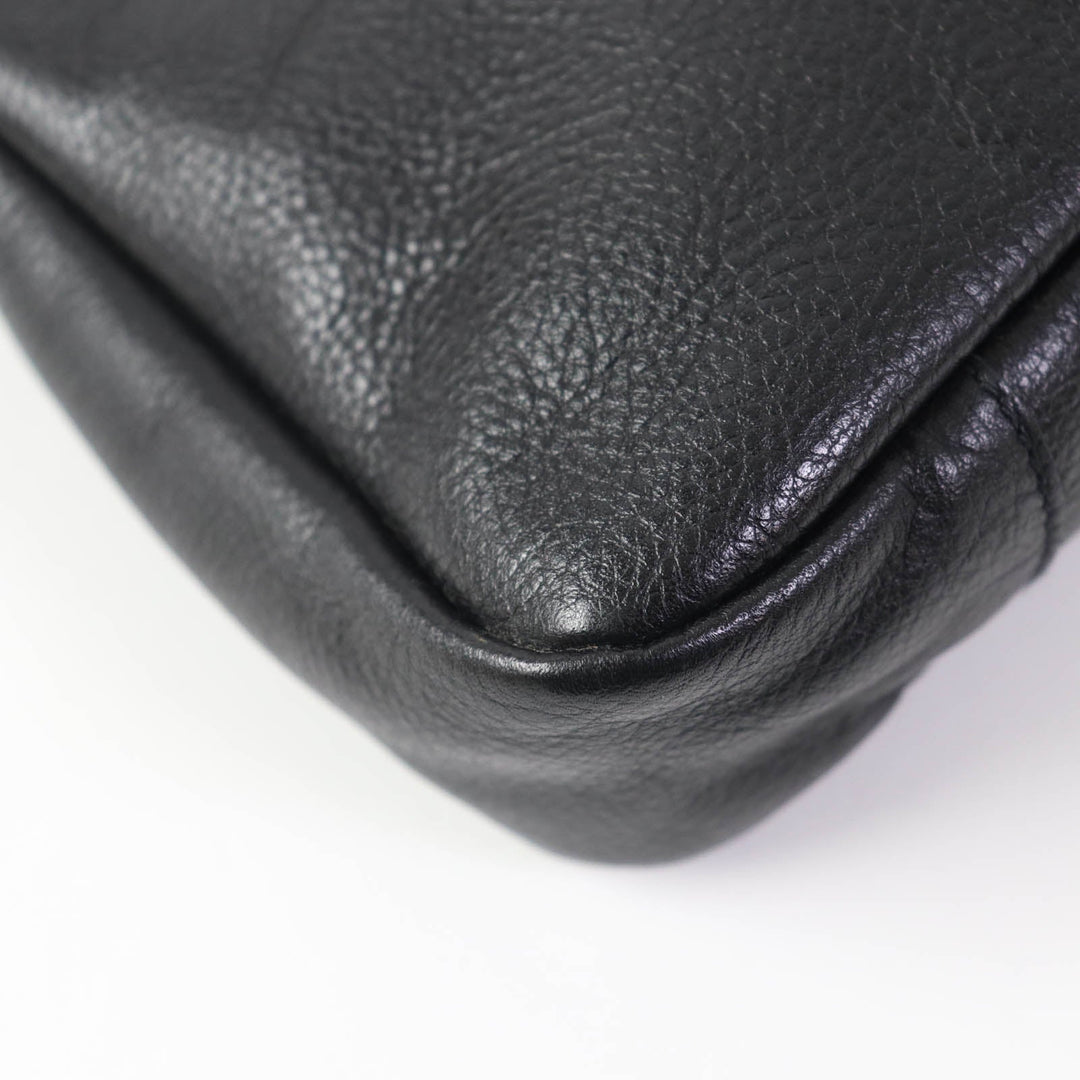 IL BISONTE Handbag leather black Women Used Authentic