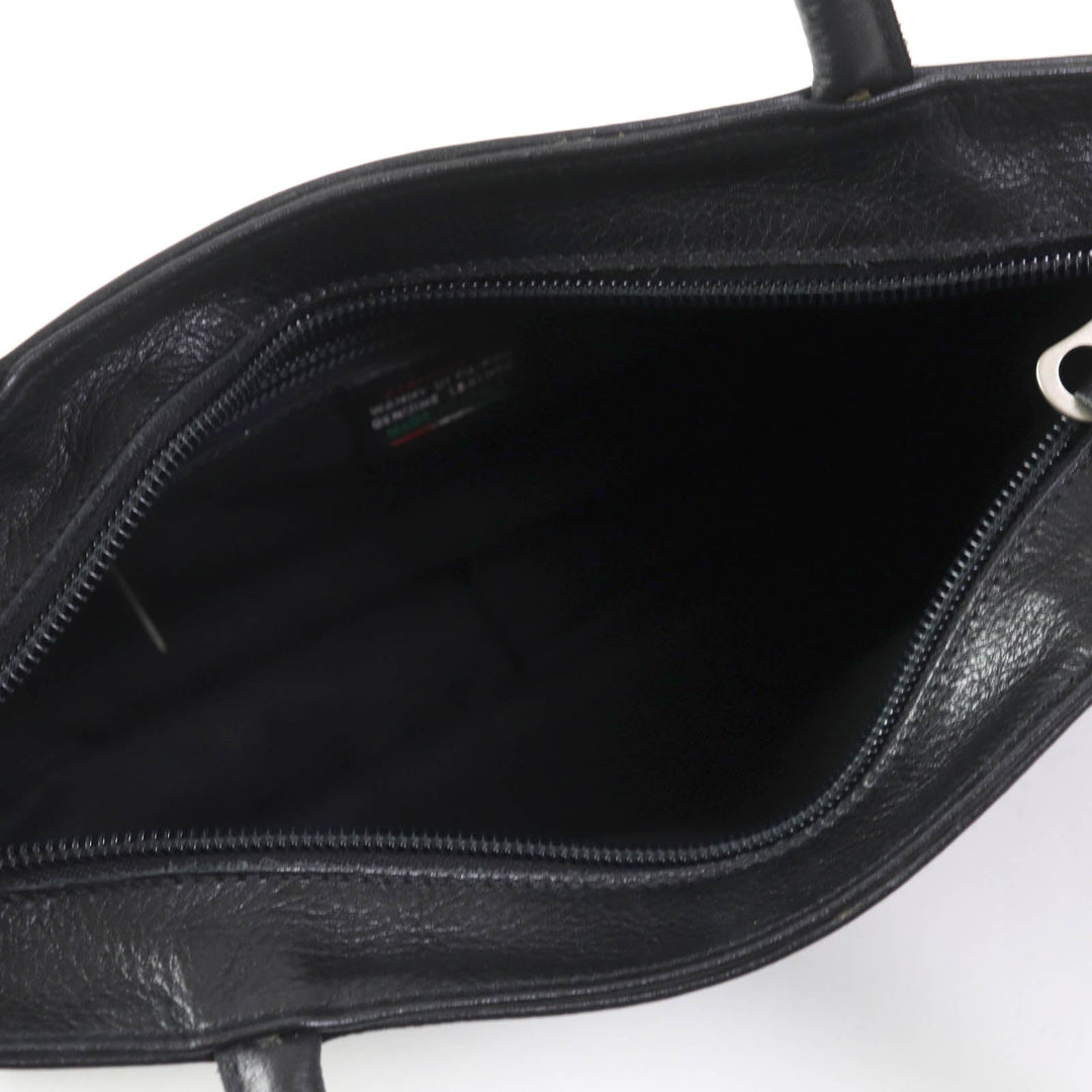 IL BISONTE Handbag leather black Women Used Authentic