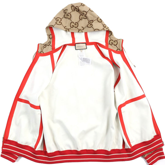 GUCCI 676466 Main: 85% polyester, Main: 15% elastane (polyurethane), Trimming: 93% polyester, 5% polyamide, 2% elastane, Partial: 80% polyamide, 20% elastane Beige green red 100th Anniversary Neoprene mens M Used Authentic