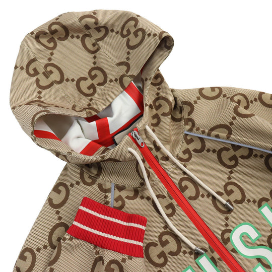 GUCCI 676466 Main: 85% polyester, Main: 15% elastane (polyurethane), Trimming: 93% polyester, 5% polyamide, 2% elastane, Partial: 80% polyamide, 20% elastane Beige green red 100th Anniversary Neoprene mens M Used Authentic