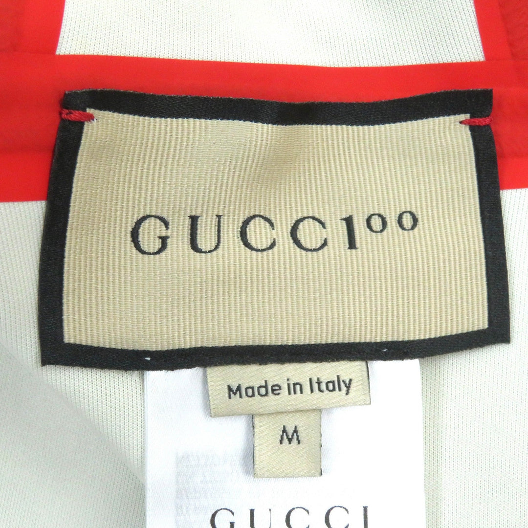 GUCCI 676466 Main: 85% polyester, Main: 15% elastane (polyurethane), Trimming: 93% polyester, 5% polyamide, 2% elastane, Partial: 80% polyamide, 20% elastane Beige green red 100th Anniversary Neoprene mens M Used Authentic