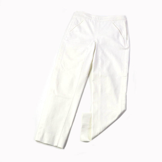 HERMES Denim pants Main: 98% cotton, Main: 2% polyurethane, Part: sheep leather white Women 34 Used Authentic