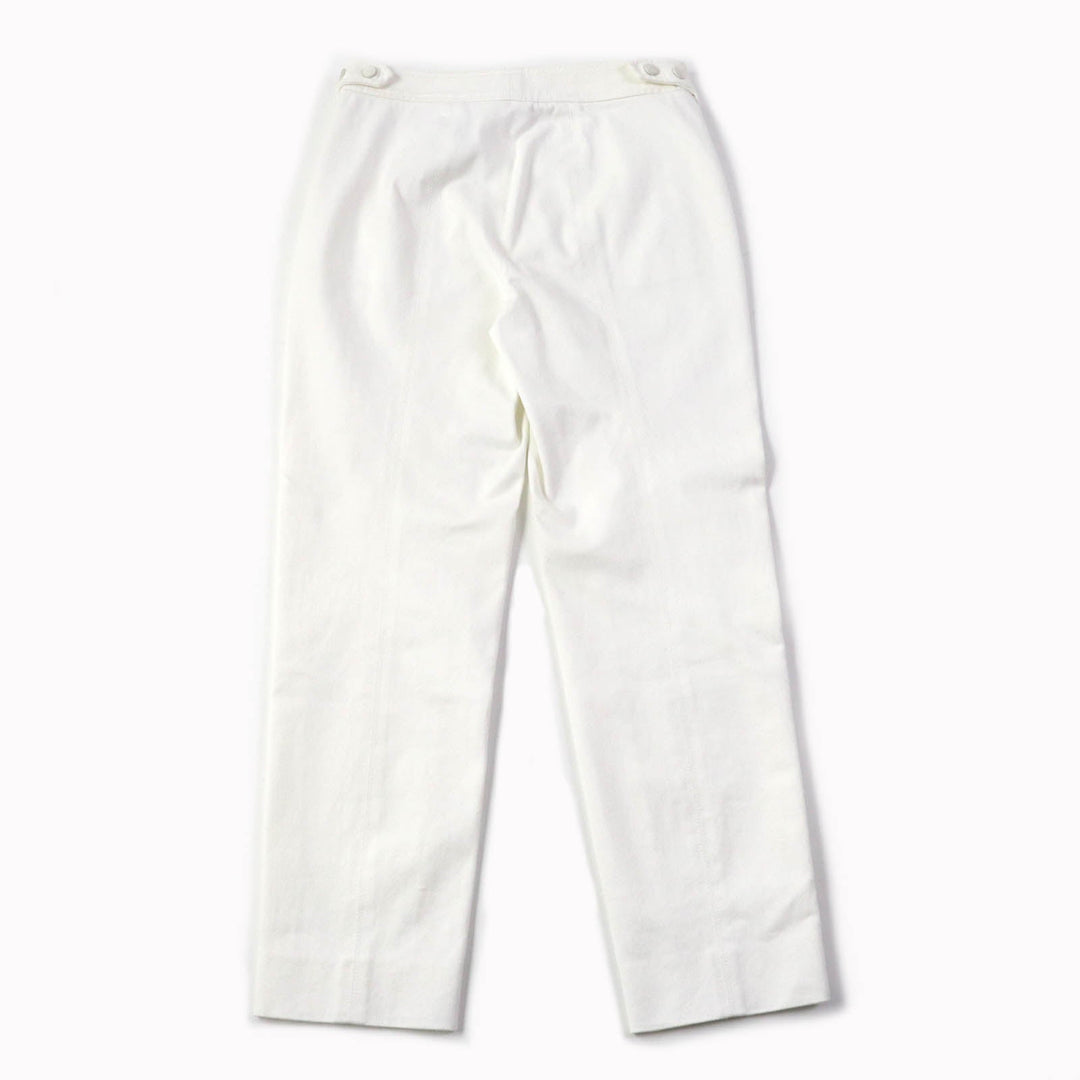 HERMES Denim pants Main: 98% cotton, Main: 2% polyurethane, Part: sheep leather white Women 34 Used Authentic
