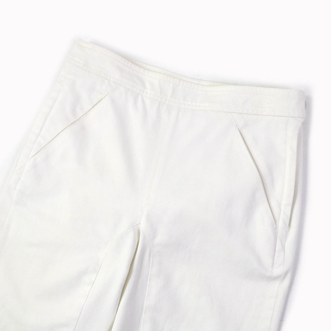 HERMES Denim pants Main: 98% cotton, Main: 2% polyurethane, Part: sheep leather white Women 34 Used Authentic