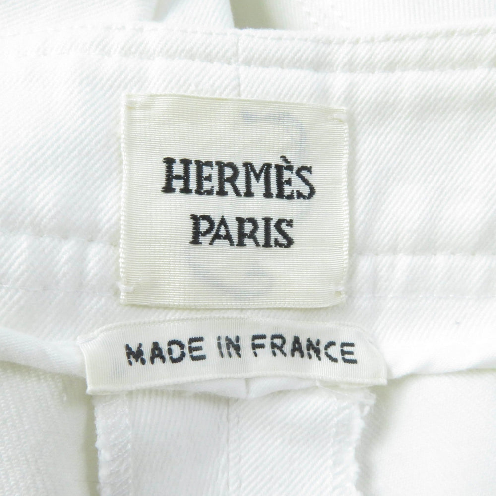 HERMES Denim pants Main: 98% cotton, Main: 2% polyurethane, Part: sheep leather white Women 34 Used Authentic