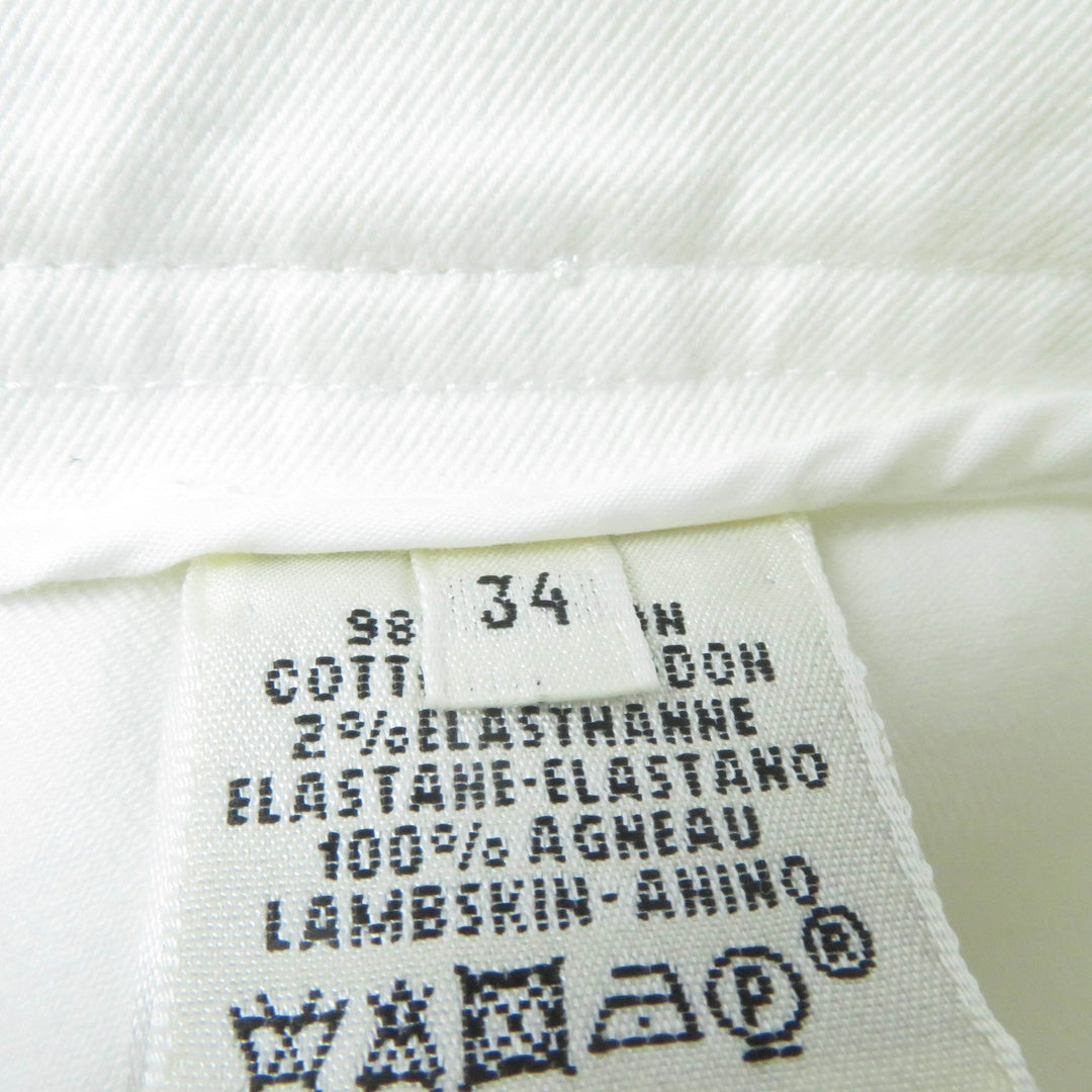 HERMES Denim pants Main: 98% cotton, Main: 2% polyurethane, Part: sheep leather white Women 34 Used Authentic