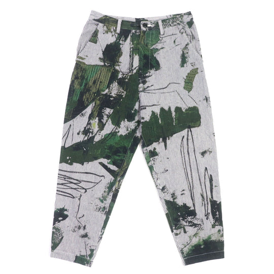 Y's Pants YZ-P16-028 Main: 100% cotton Navy green Hickory Abstrikt Paint mens 1 Used Authentic