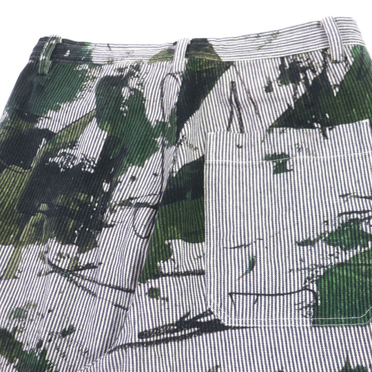 Y's Pants YZ-P16-028 Main: 100% cotton Navy green Hickory Abstrikt Paint mens 1 Used Authentic