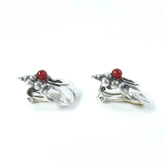 Georg Jensen Earring Main: SV925, Part: Carnelian Silver Red 1996 Earring Women Used Authentic