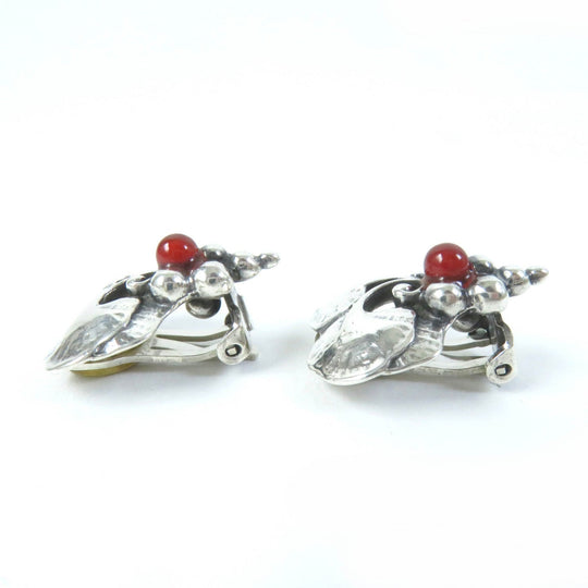 Georg Jensen Earring Main: SV925, Part: Carnelian Silver Red 1996 Earring Women Used Authentic