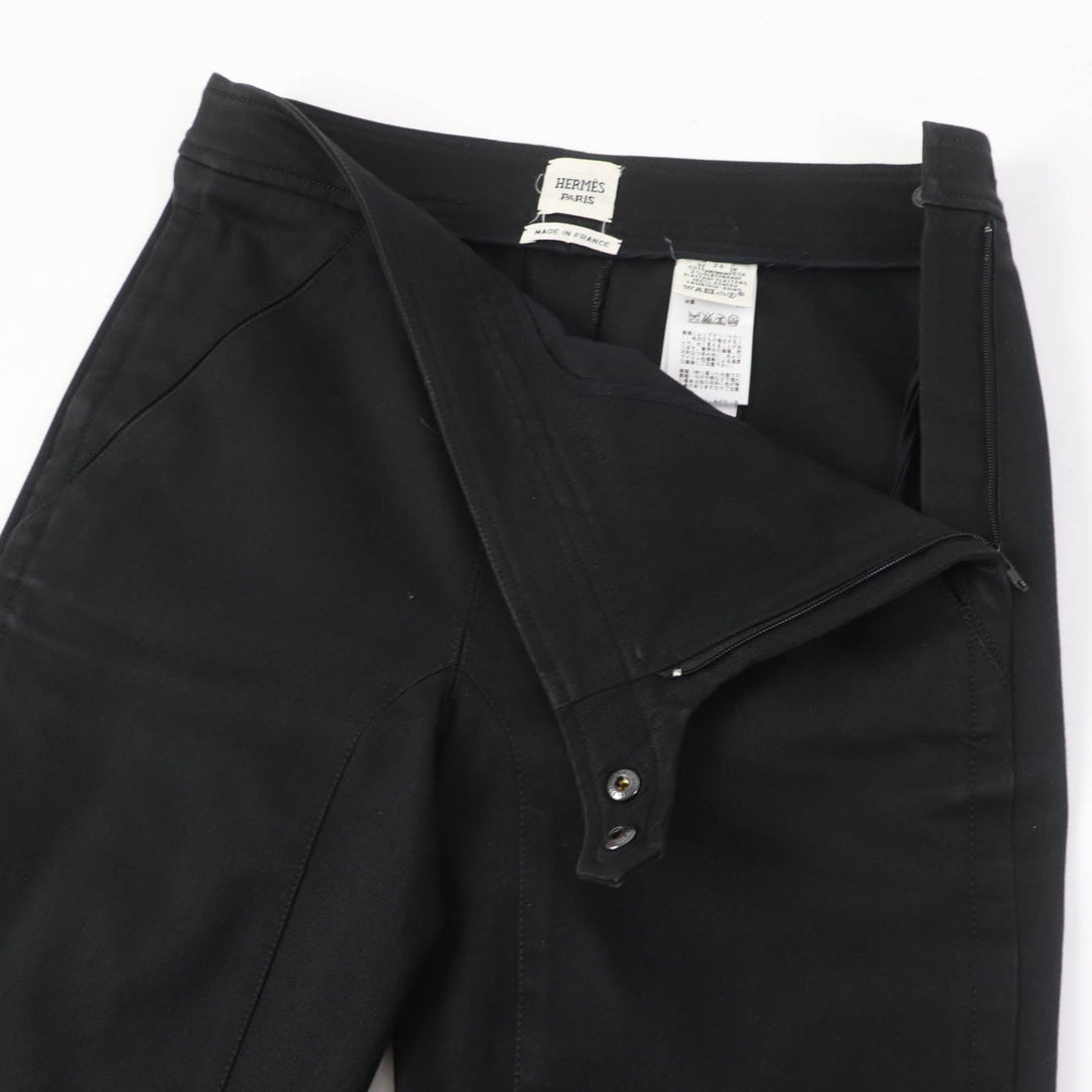 HERMES skinny pants Main: 98% cotton, Main: 2% polyurethane, Part: leather black Women 34 Used Authentic