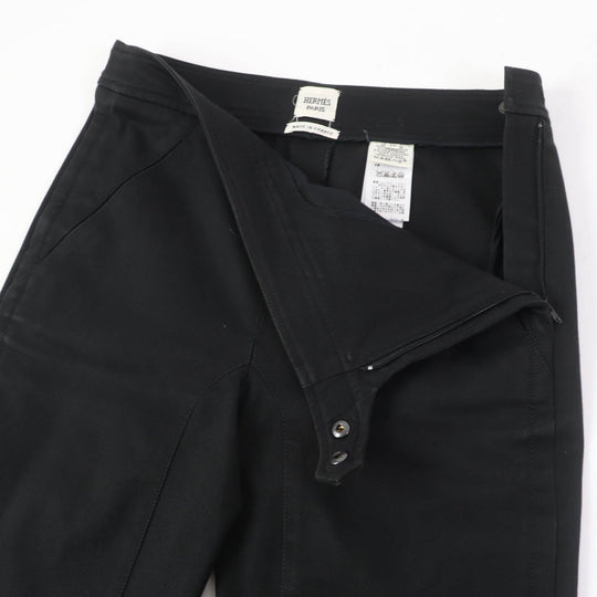 HERMES skinny pants Main: 98% cotton, Main: 2% polyurethane, Part: leather black Women 34 Used Authentic