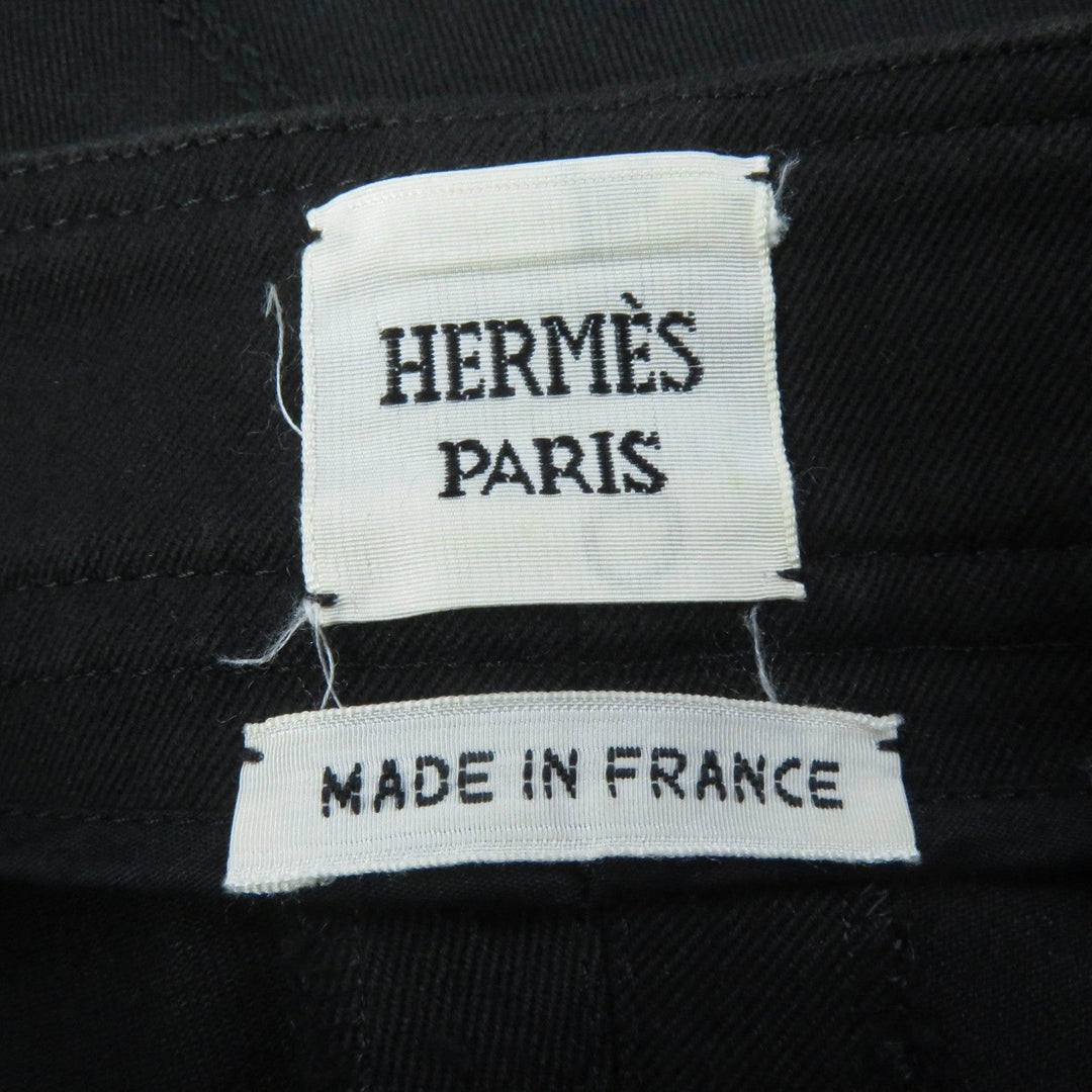 HERMES skinny pants Main: 98% cotton, Main: 2% polyurethane, Part: leather black Women 34 Used Authentic