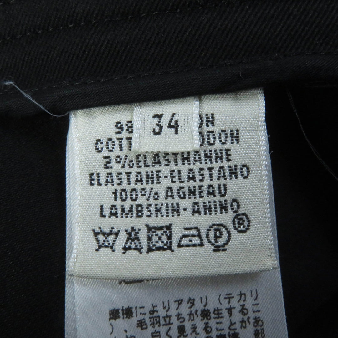 HERMES skinny pants Main: 98% cotton, Main: 2% polyurethane, Part: leather black Women 34 Used Authentic