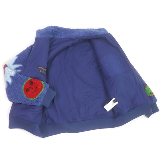 LOUIS VUITTON Blouson Outer: 53% polyester, Outer: 47% acrylic, Lining: 100% cotton, Part: 100% wool blue mens L Used Authentic
