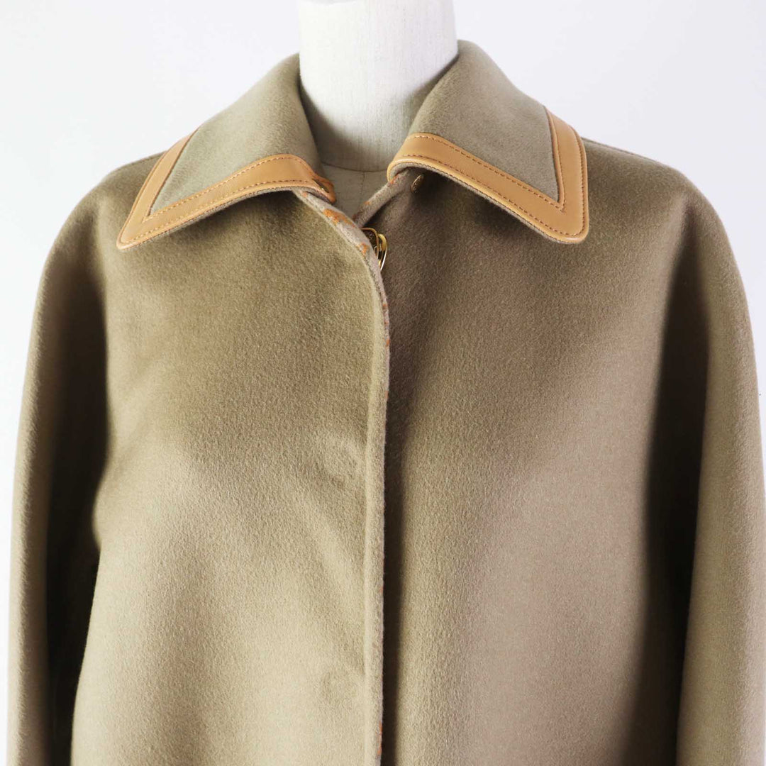 LOUIS VUITTON coat 1ABQP2 Outer material: 99% wool, Outer material: 1% silk, Part: Lamb leather beige Removable collar double face coat Women 36 Used Authentic