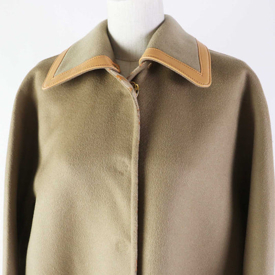 LOUIS VUITTON coat 1ABQP2 Outer material: 99% wool, Outer material: 1% silk, Part: Lamb leather beige Removable collar double face coat Women 36 Used Authentic