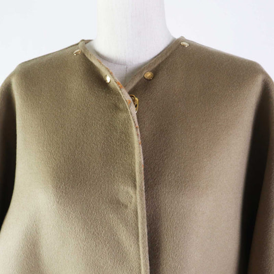 LOUIS VUITTON coat 1ABQP2 Outer material: 99% wool, Outer material: 1% silk, Part: Lamb leather beige Removable collar double face coat Women 36 Used Authentic