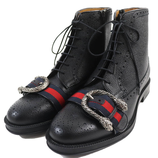 GUCCI boots 496250 Main: Leather black mens 7 Used Authentic