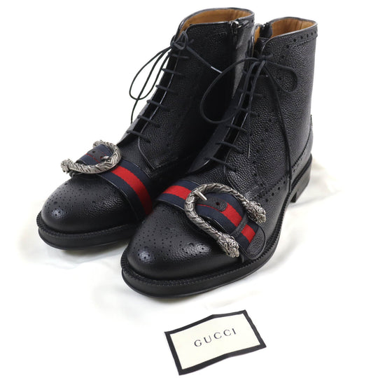 GUCCI boots 496250 Main: Leather black mens 7 Used Authentic