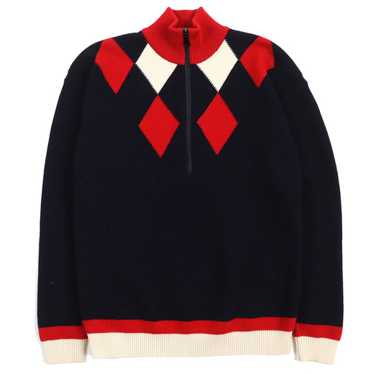 MONCLER knit Main: 95% wool, Main: 5% polyester Navy red white MAGLIONE TRICOT LUPETTO mens S Used Authentic
