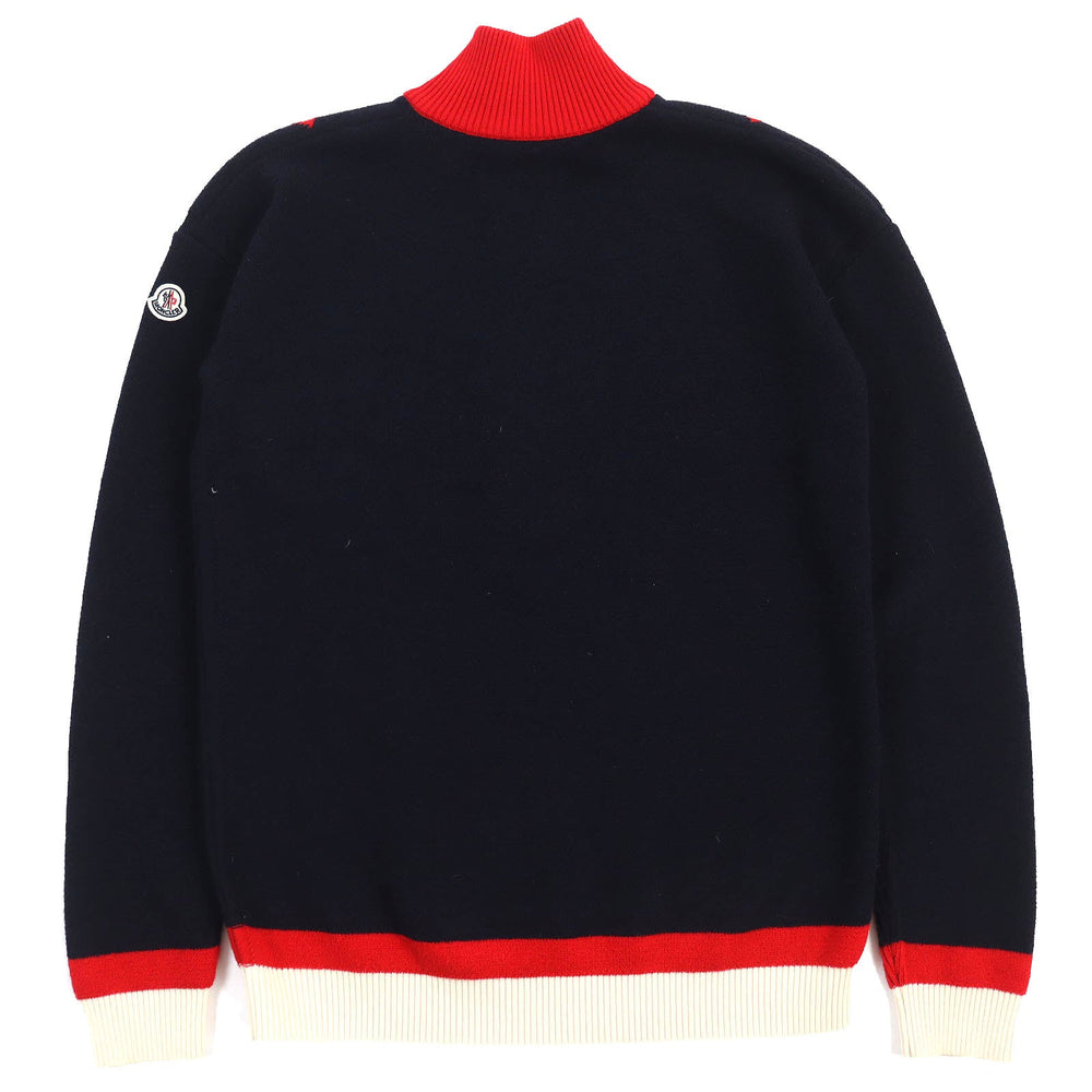 MONCLER knit Main: 95% wool, Main: 5% polyester Navy red white MAGLIONE TRICOT LUPETTO mens S Used Authentic