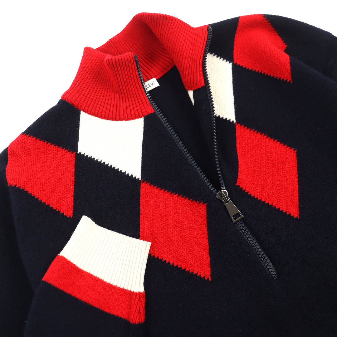 MONCLER knit Main: 95% wool, Main: 5% polyester Navy red white MAGLIONE TRICOT LUPETTO mens S Used Authentic