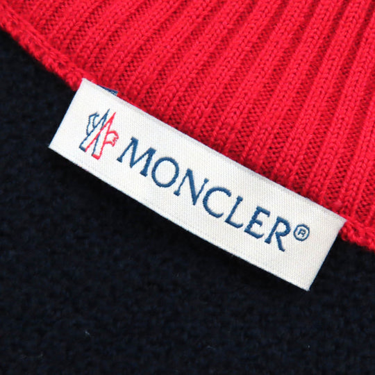 MONCLER knit Main: 95% wool, Main: 5% polyester Navy red white MAGLIONE TRICOT LUPETTO mens S Used Authentic