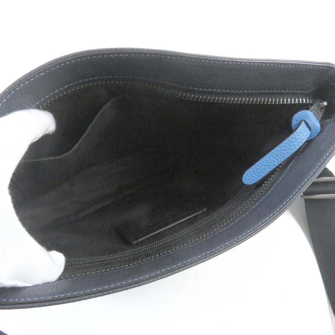 COACH Shoulder Bag C5291  Canvas, Leather Navy Thompson Crossbody Signature Jacquard with Varsity Stripes mens Used Authentic