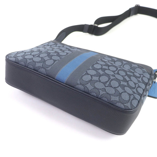 COACH Shoulder Bag C5291  Canvas, Leather Navy Thompson Crossbody Signature Jacquard with Varsity Stripes mens Used Authentic