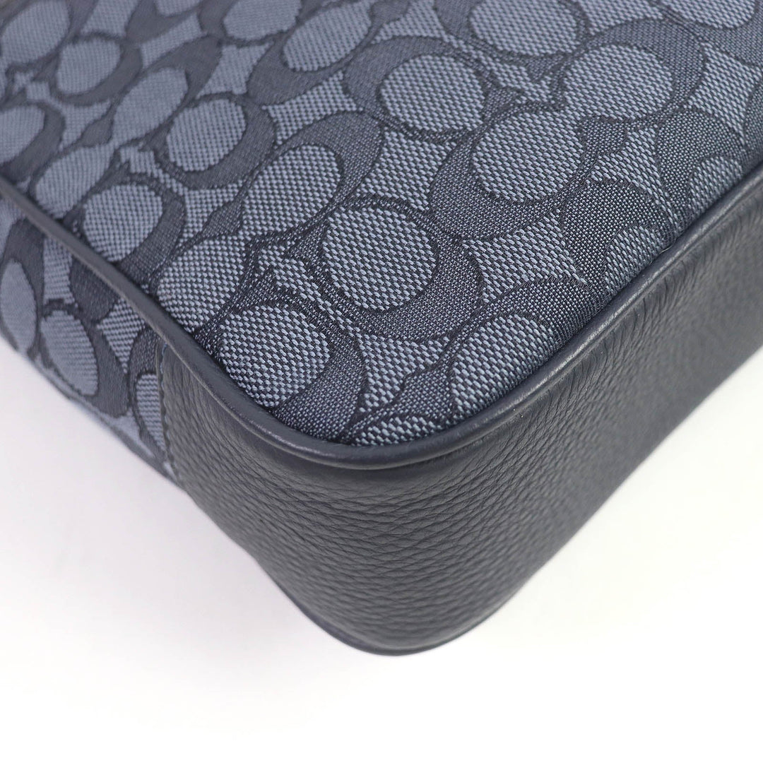 COACH Shoulder Bag C5291  Canvas, Leather Navy Thompson Crossbody Signature Jacquard with Varsity Stripes mens Used Authentic