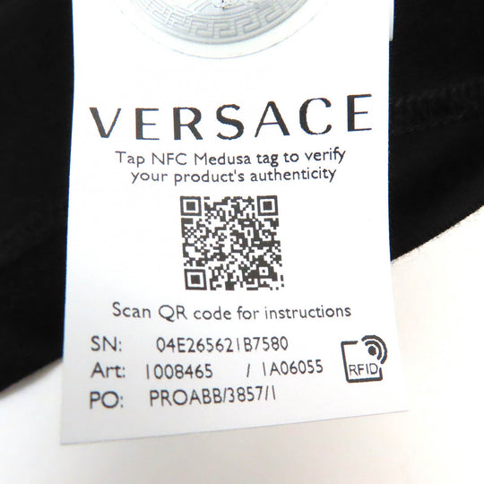 VERSACE Short sleeve T-shirt 1008465 Main: 100% cotton, embroidery: 100% polyester Black red mens M Used Authentic