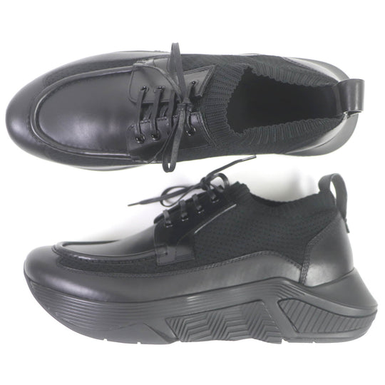 GIORGIO ARMANI Low cut sneakers Leather, Knit black mens 11 Used Authentic