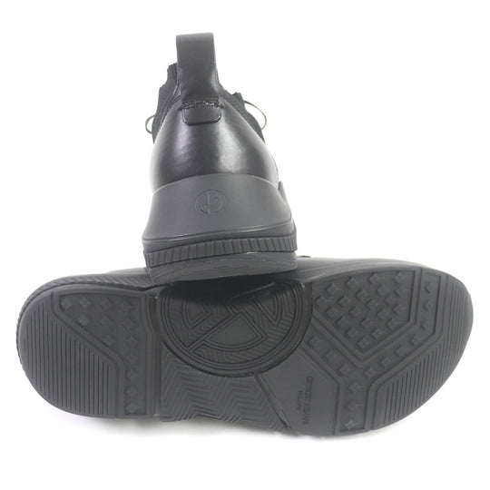 GIORGIO ARMANI Low cut sneakers Leather, Knit black mens 11 Used Authentic
