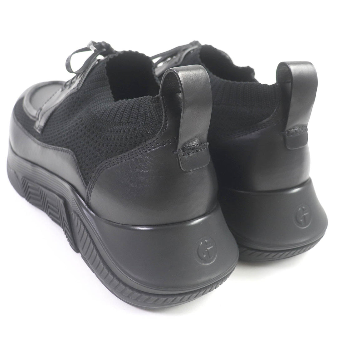 GIORGIO ARMANI Low cut sneakers Leather, Knit black mens 11 Used Authentic